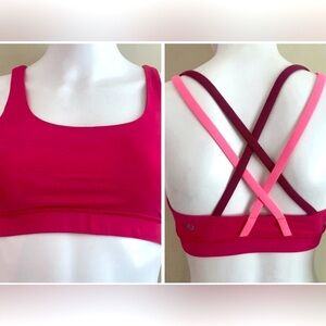 Lululemon Energy Sports Bra Sz 6 Criss Cross Back Yoga Athletic Workout  pink